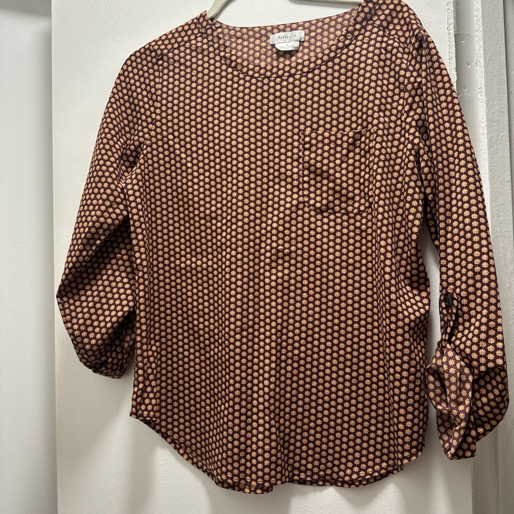Van Heusen Black and Brown Polka Dot Blouse